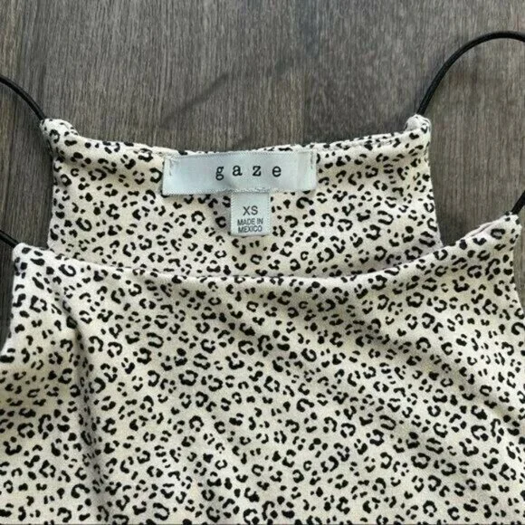 Leopard Print Sleeveless Cream & Black top Cropped Size S - Picture 4 of 6